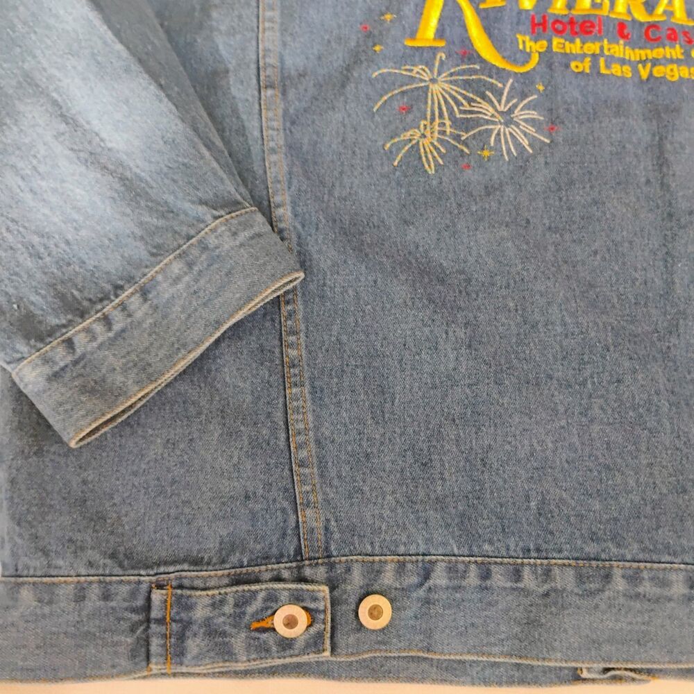 Vintage Riviera Blues Las Vegas Casino Denim Jacket Mens XL Embroidered 90s Y2K - Picture 12 of 15